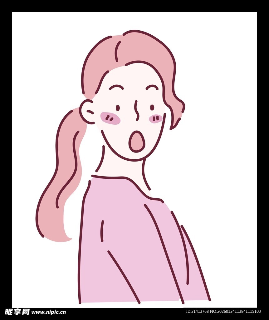 扎马尾的惊讶女孩