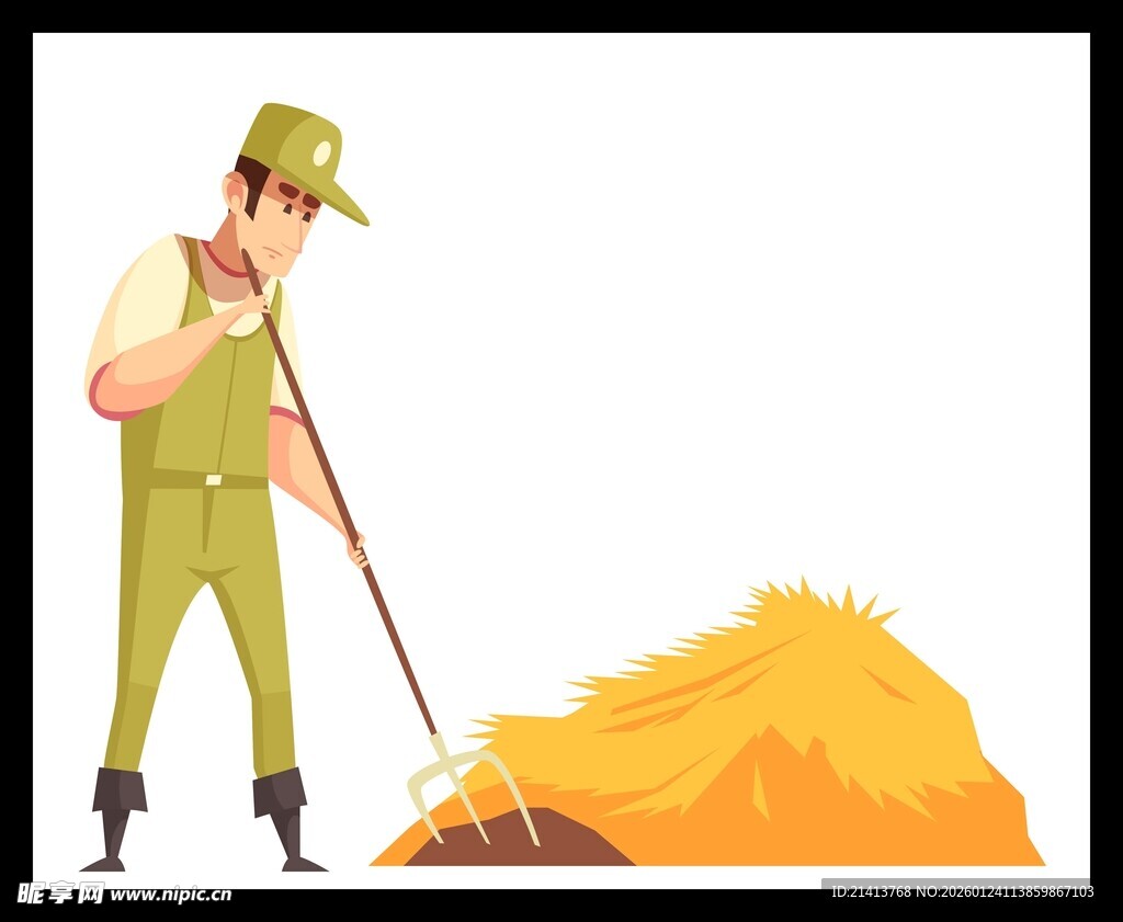 农民劳作清扫金黄谷物