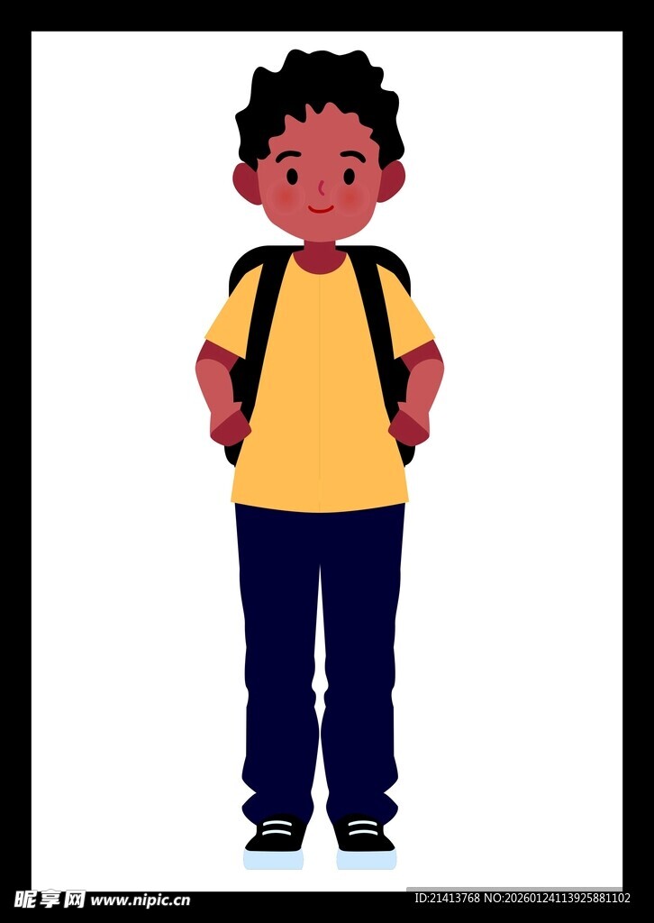 背着书包的小男孩