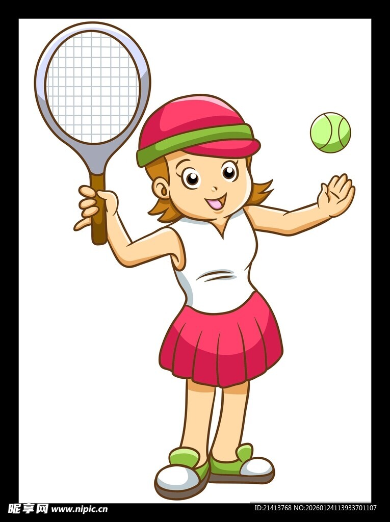 可爱女孩打网球