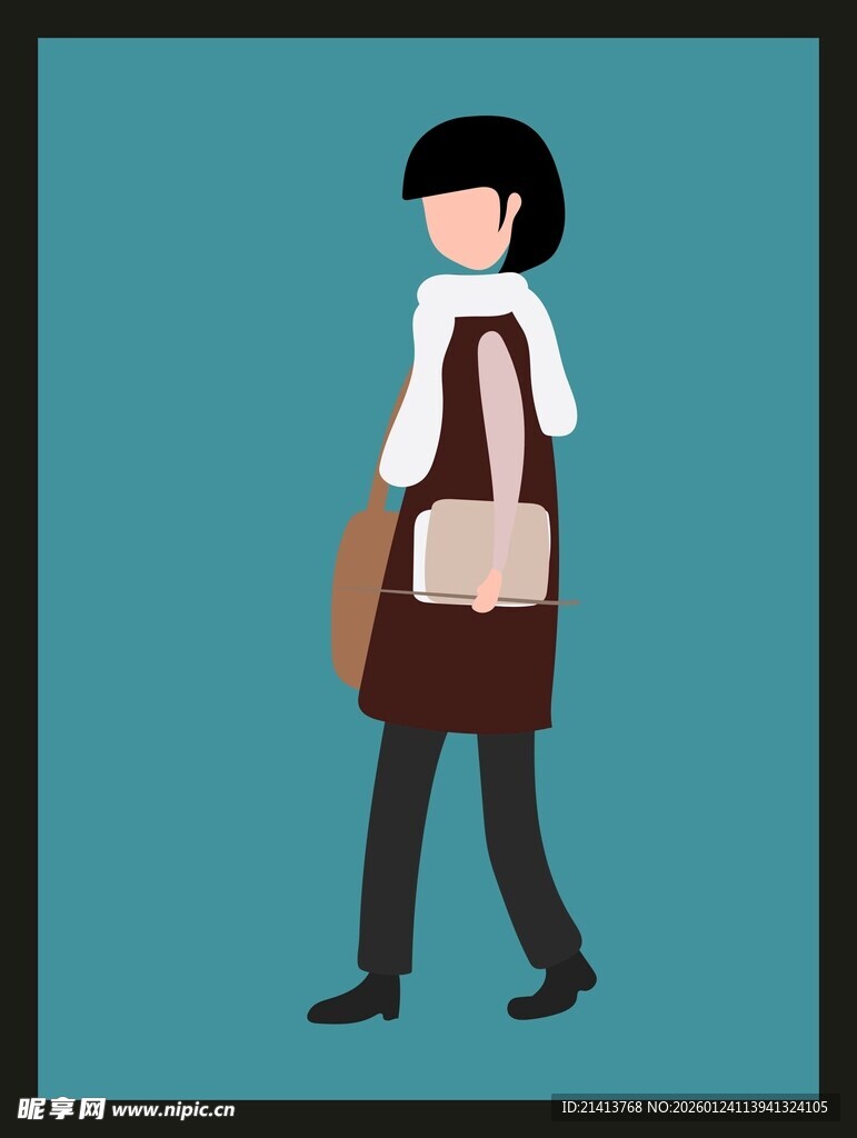 行走的时尚背包女孩