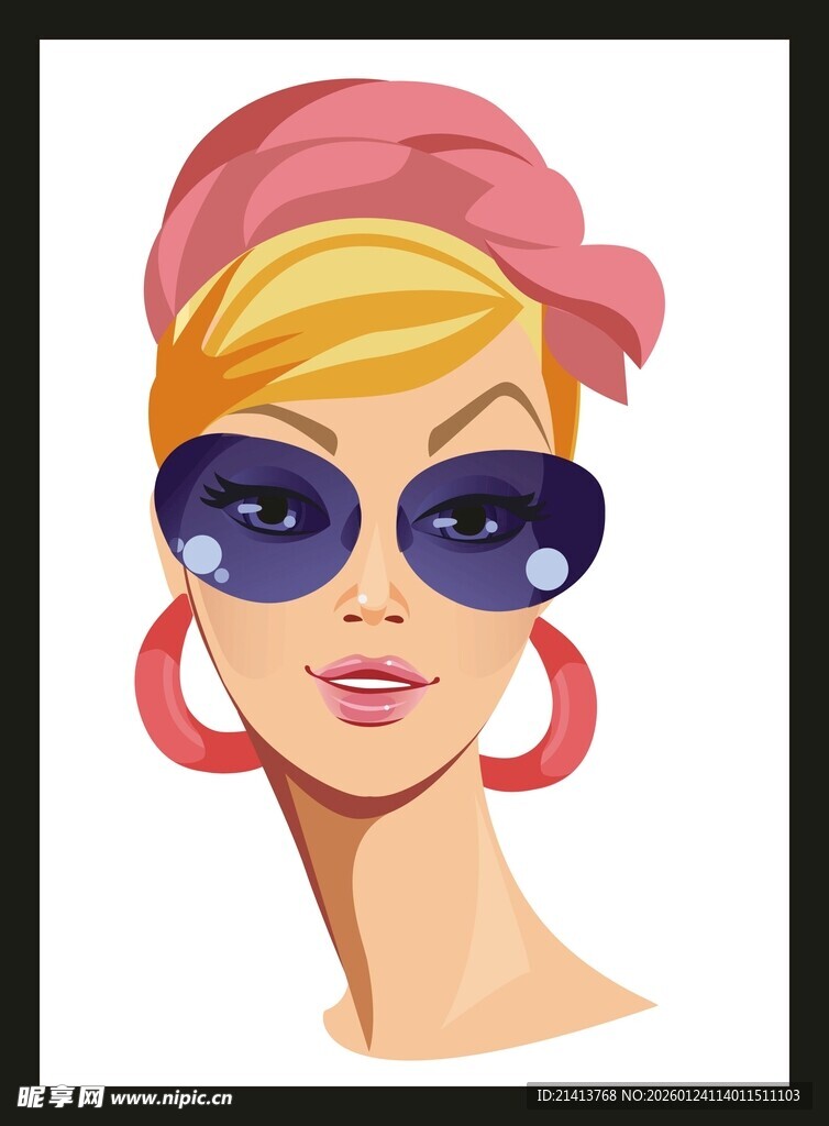 时尚墨镜发带装扮女郎