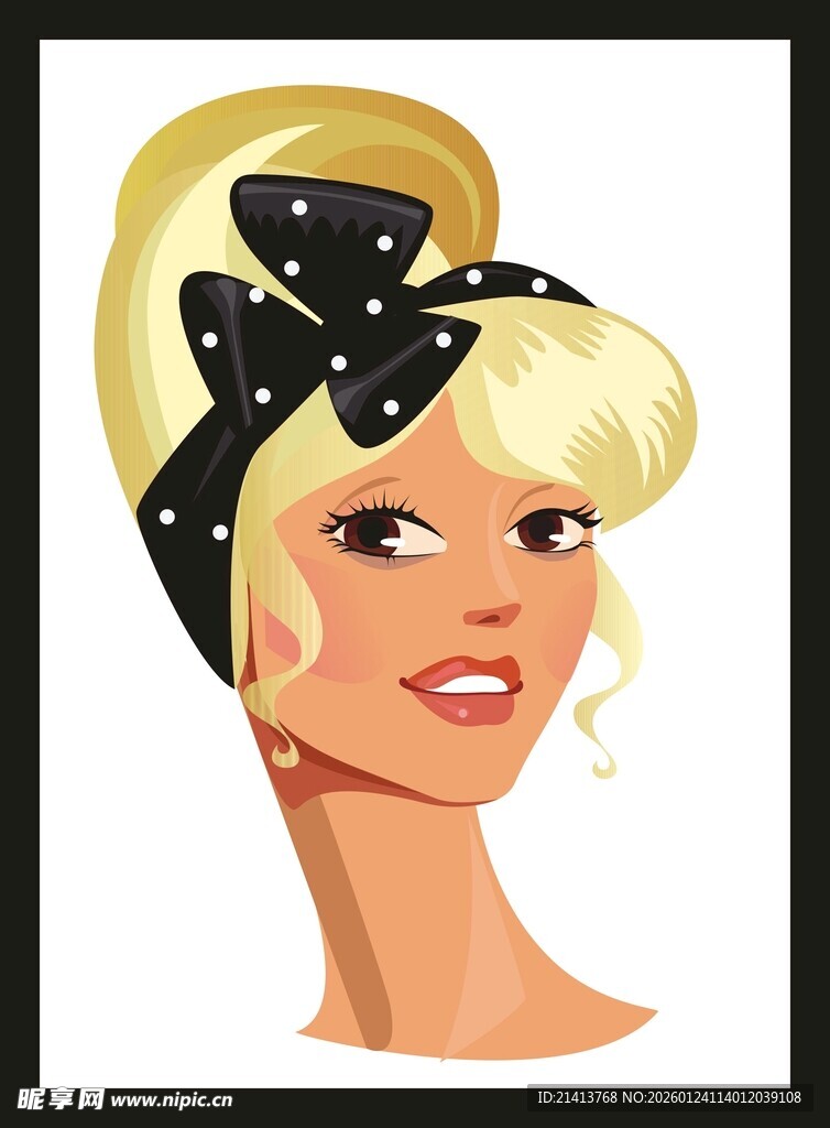 复古波点发箍时尚女郎