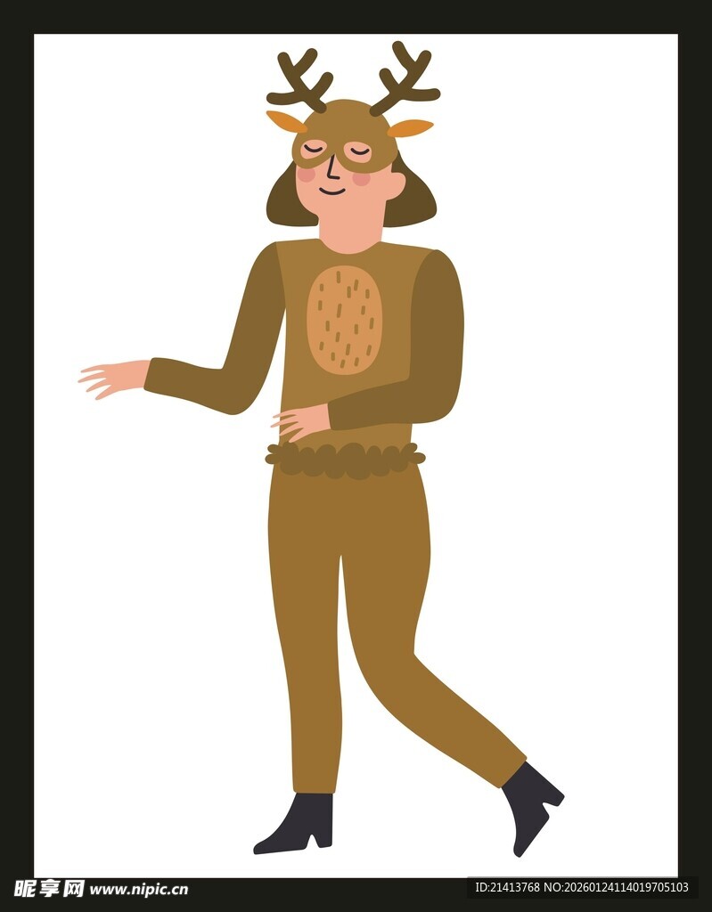 驯鹿装人物俏皮可爱风