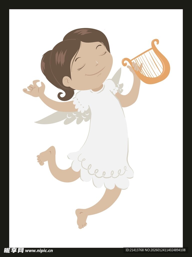 飞翔的小天使弹奏竖琴