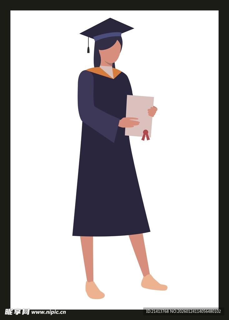 毕业女生手持证书