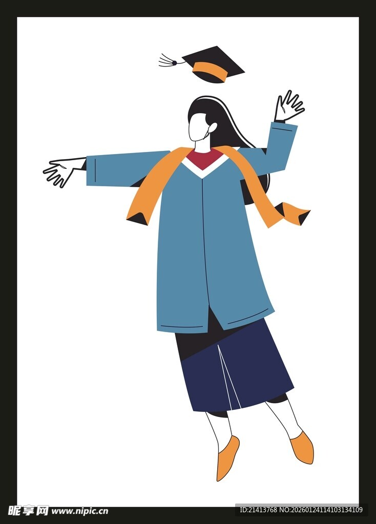 学士服人物欢快庆祝瞬间