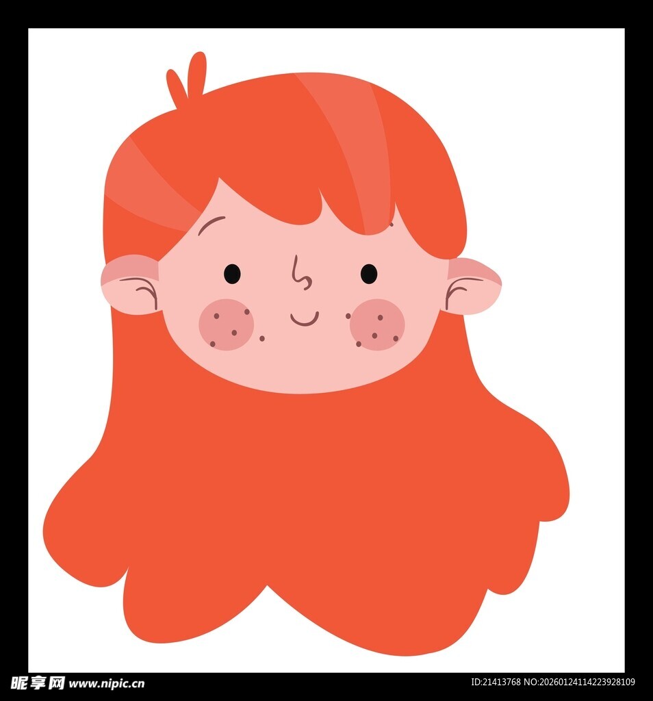 红发女孩可爱卡通头像