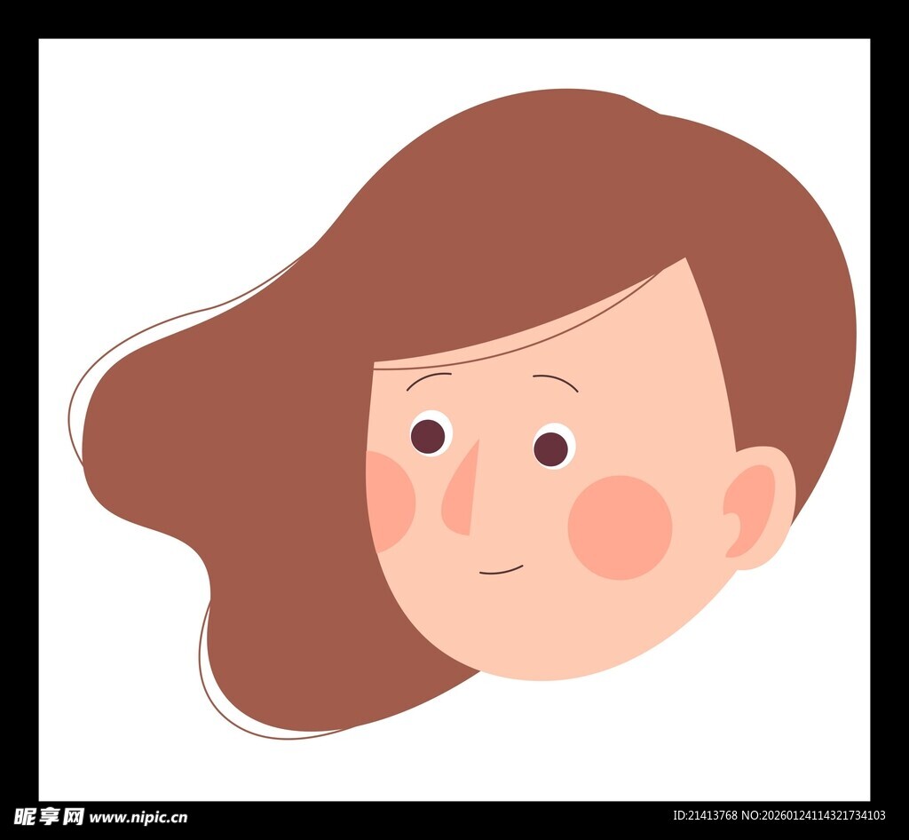 可爱棕色长发女孩头像