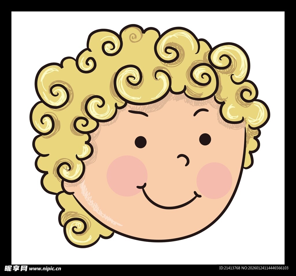 卷发笑脸小孩头像