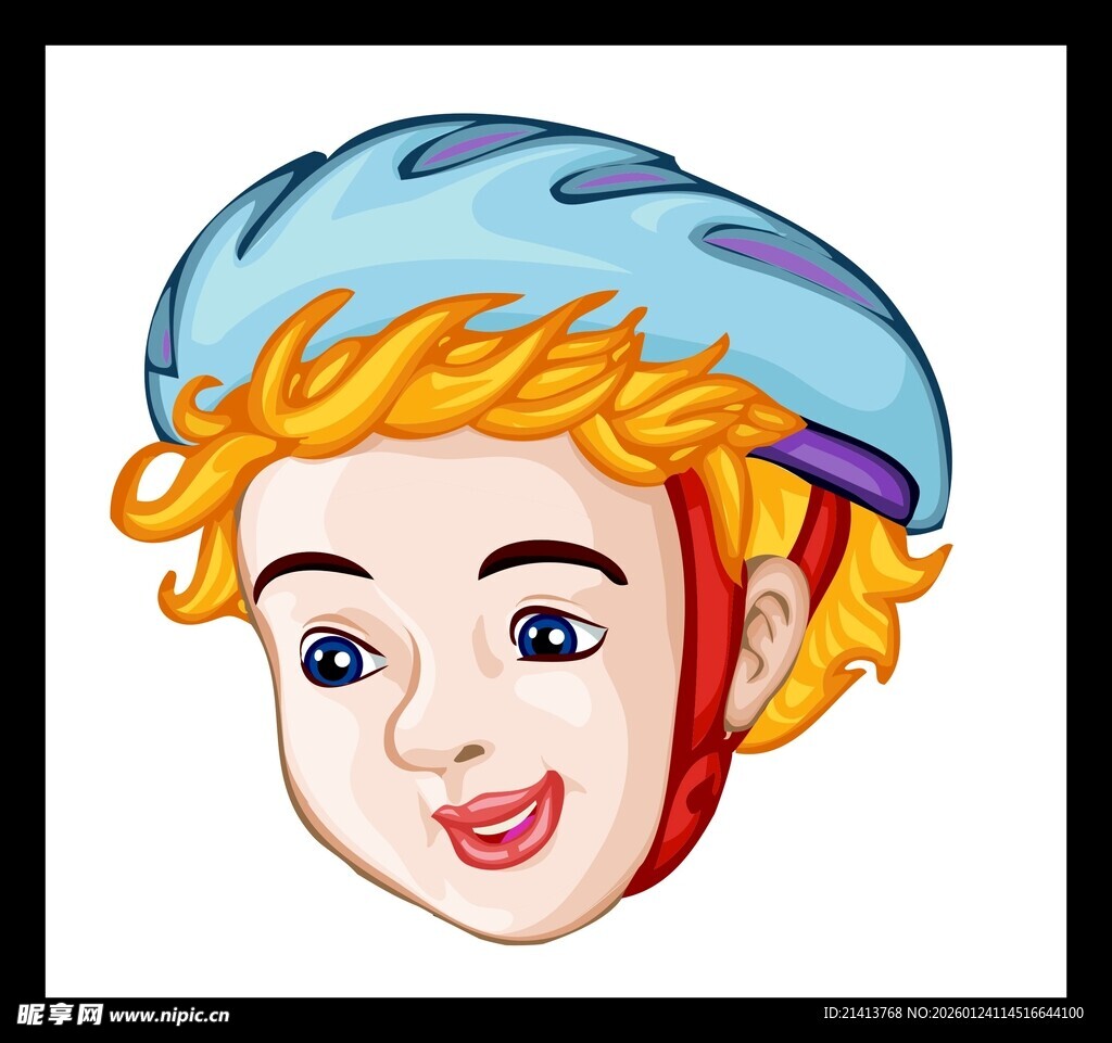 戴头盔的金发卡通男孩