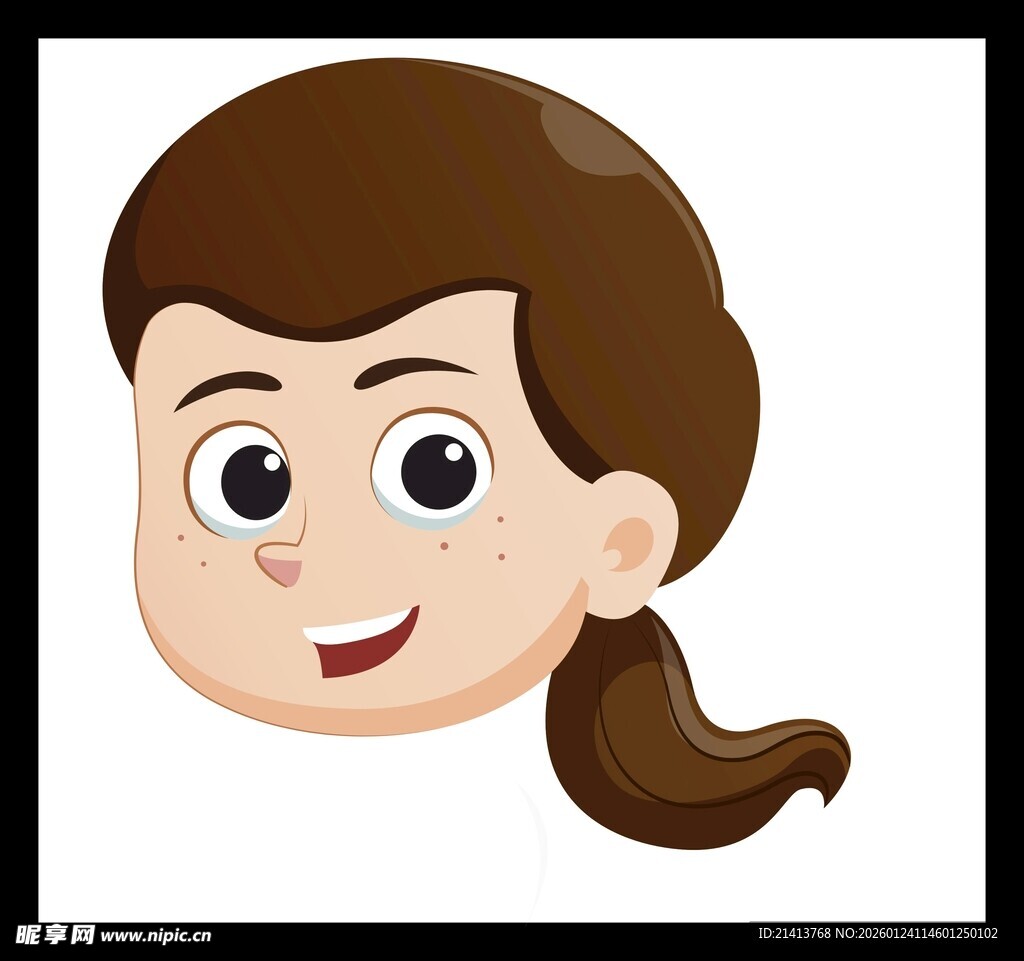 扎马尾的开心女孩