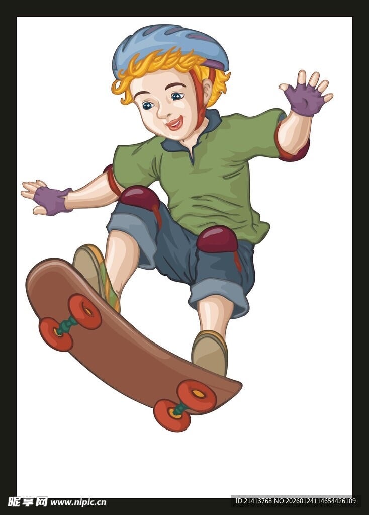 男孩玩滑板的动感瞬间