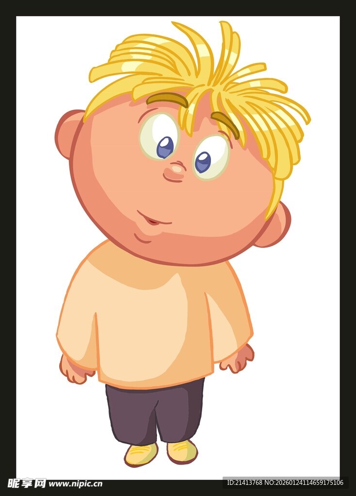 可爱金发小男孩卡通形象