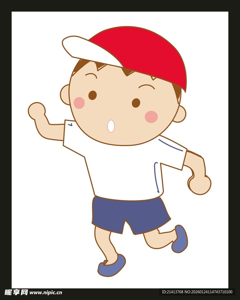 奔跑的红衣小男孩