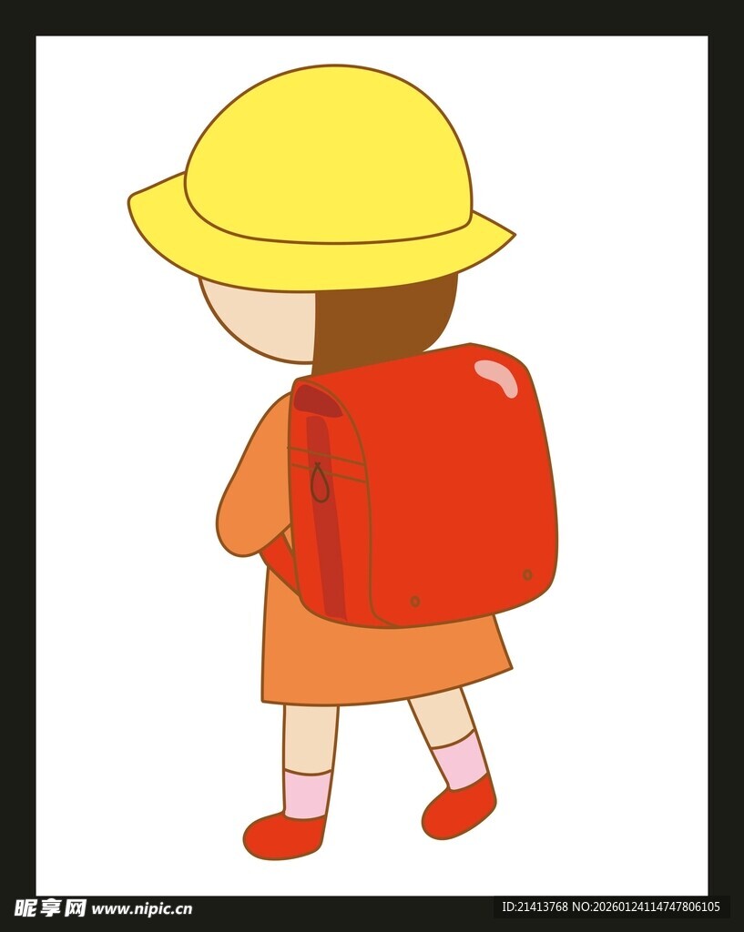 背着书包的可爱小女孩