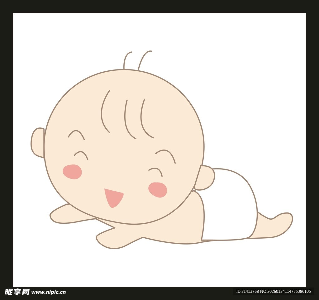 趴着的可爱小婴儿