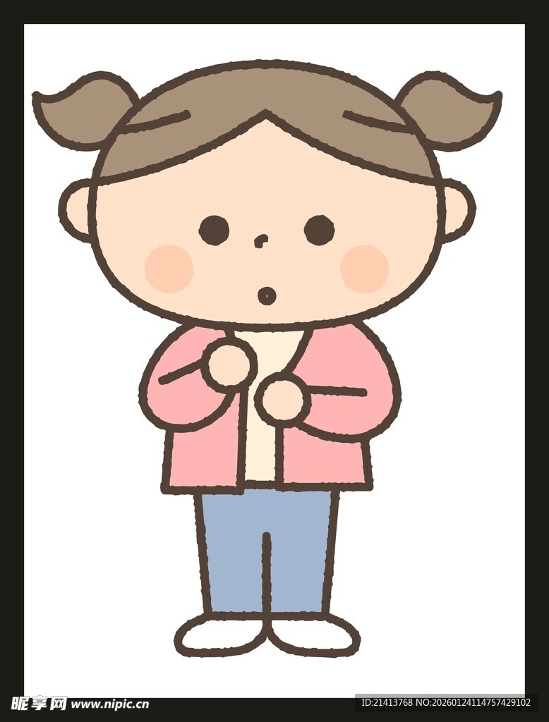 扎双马尾的可爱小女孩