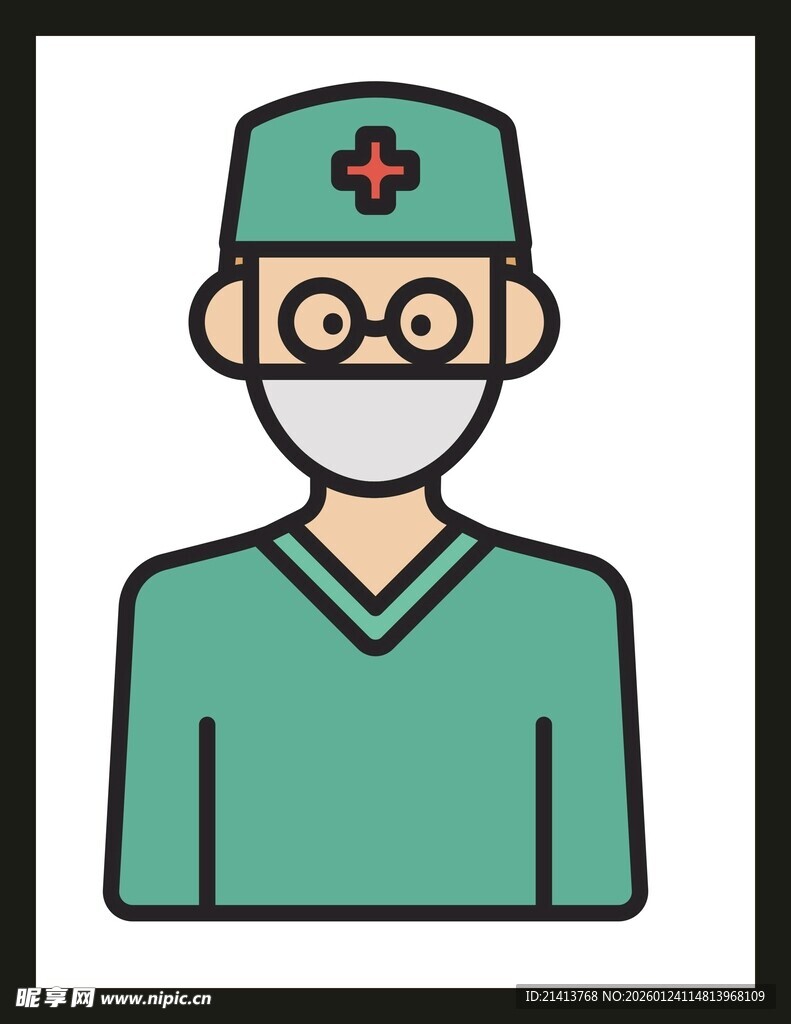 卡通形象的医护人员
