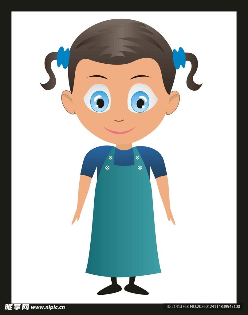 扎双马尾的可爱小女孩