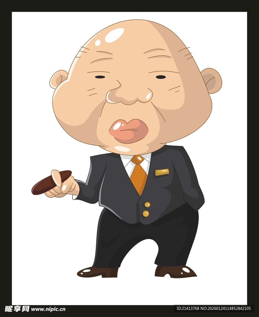 商务老者递物卡通形象