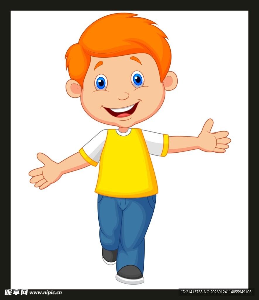 欢快小男孩张开手臂