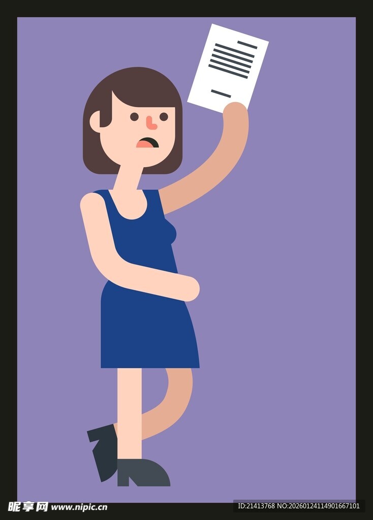 女孩手持纸张展示