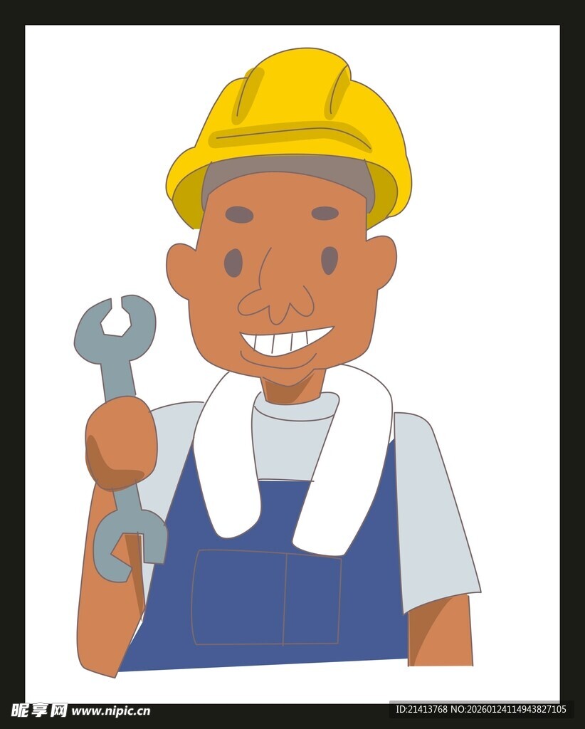 微笑的工人手持扳手