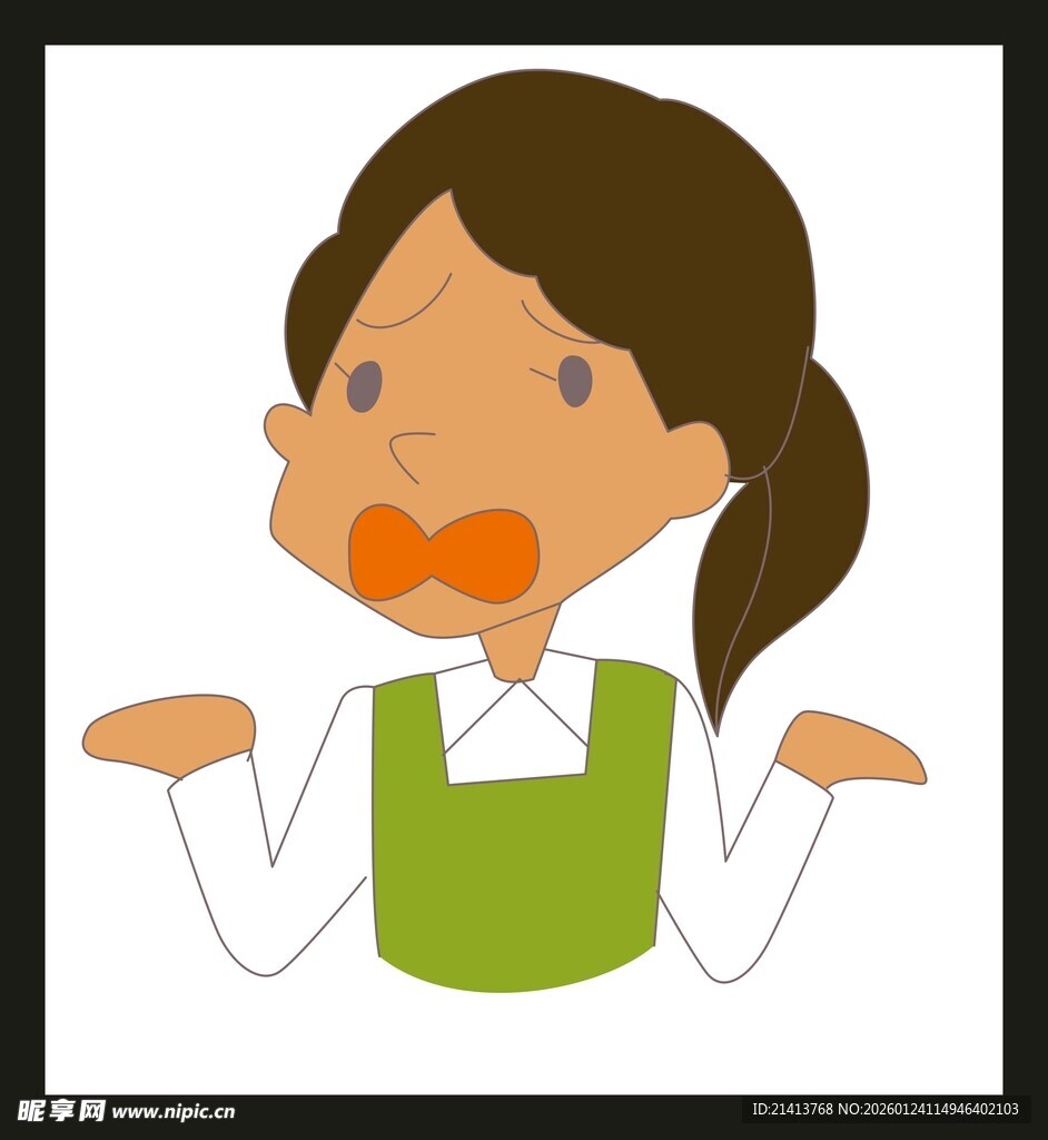 困惑女孩摊手表情