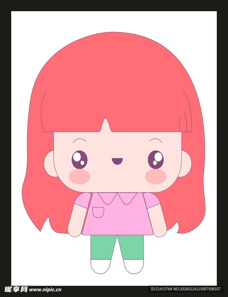 红发萌系卡通小女孩