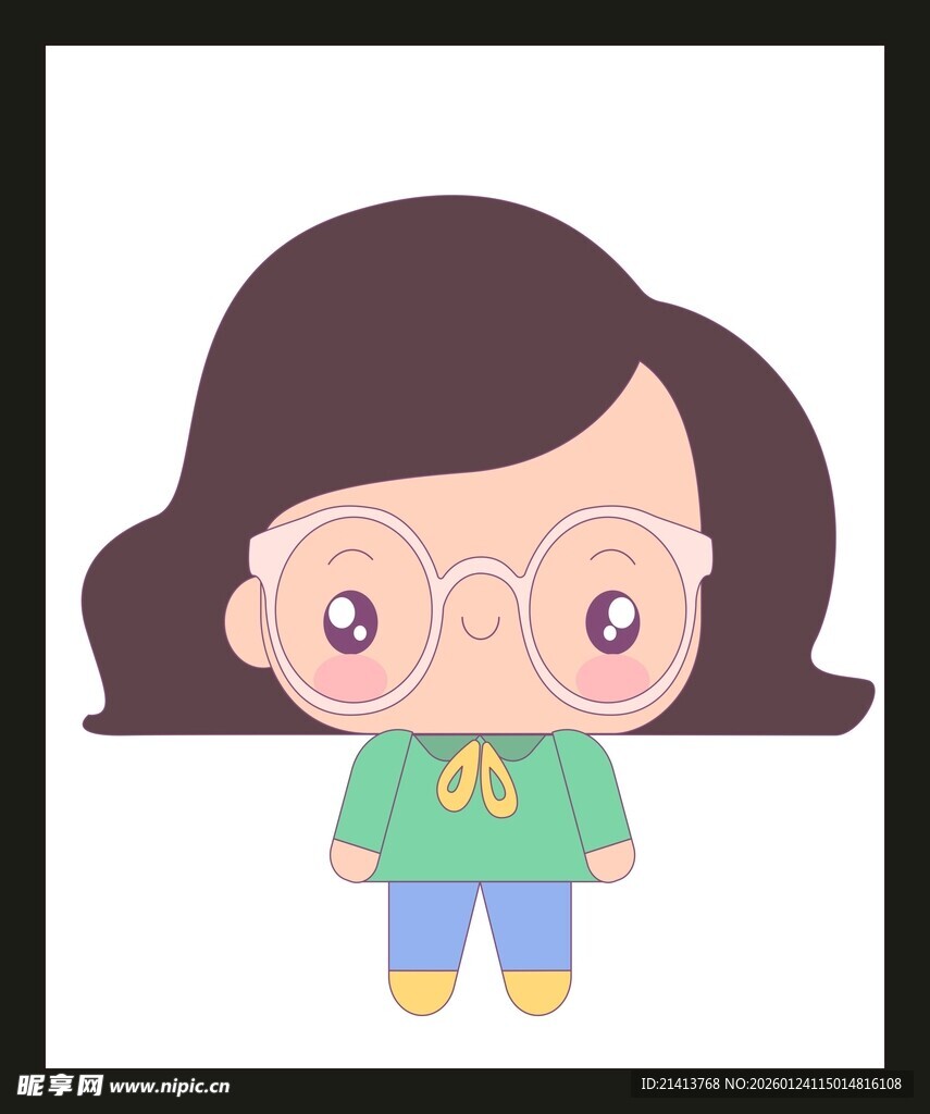戴眼镜的卡通女孩形象