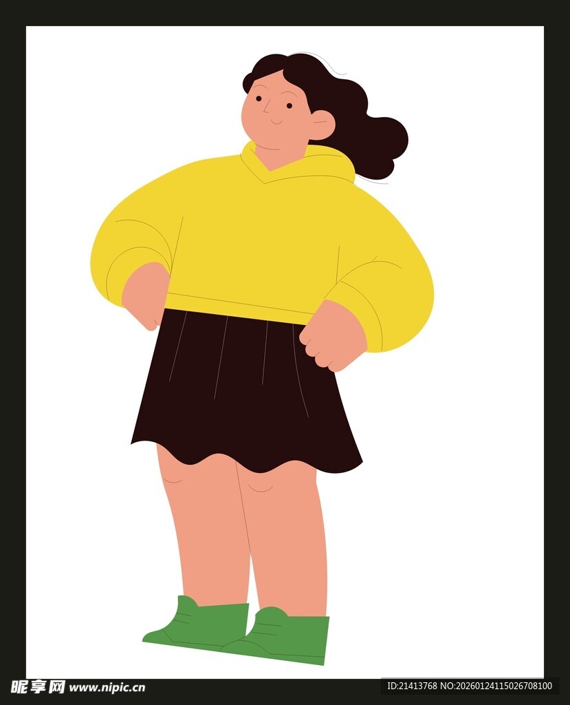 穿黄上衣的胖女孩形象