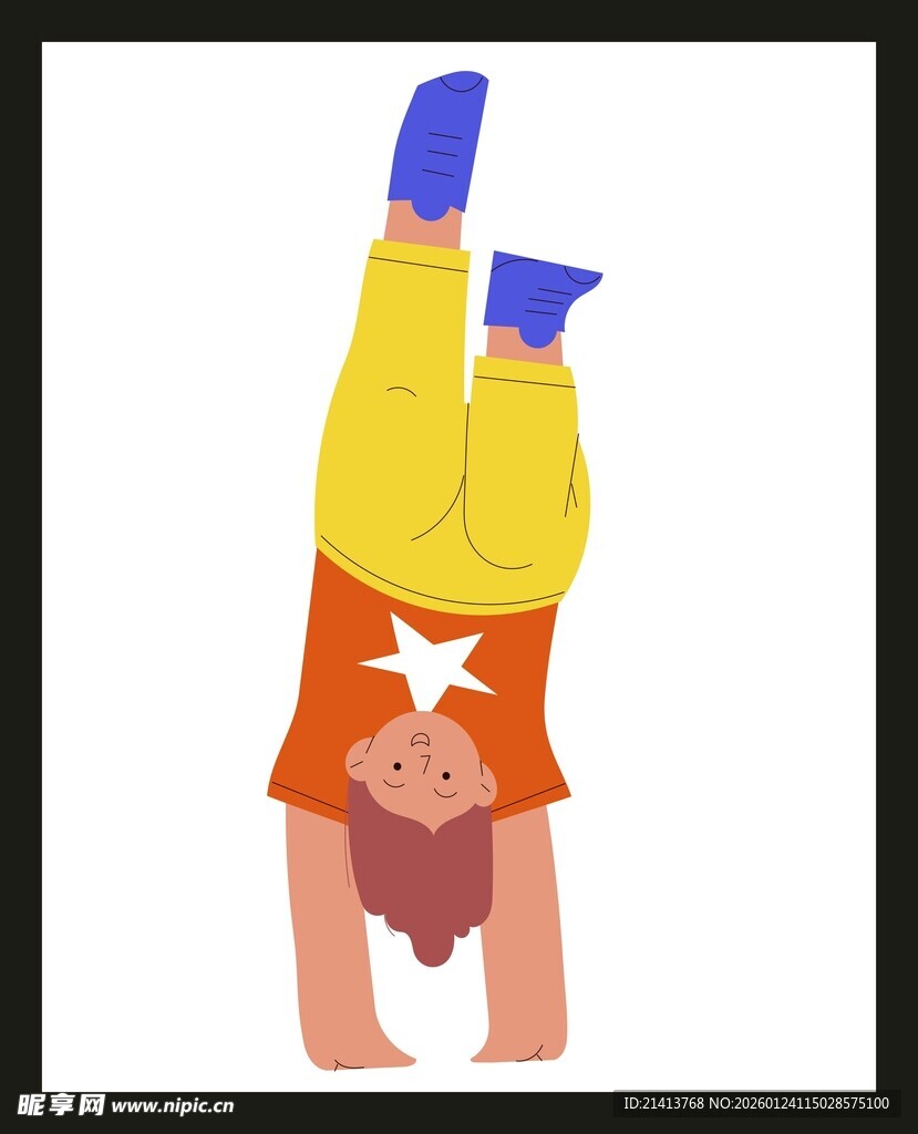 倒立的活力小孩