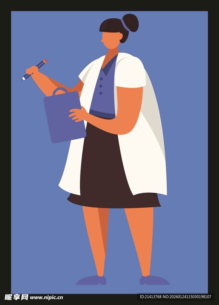 女医生手持文件与工具