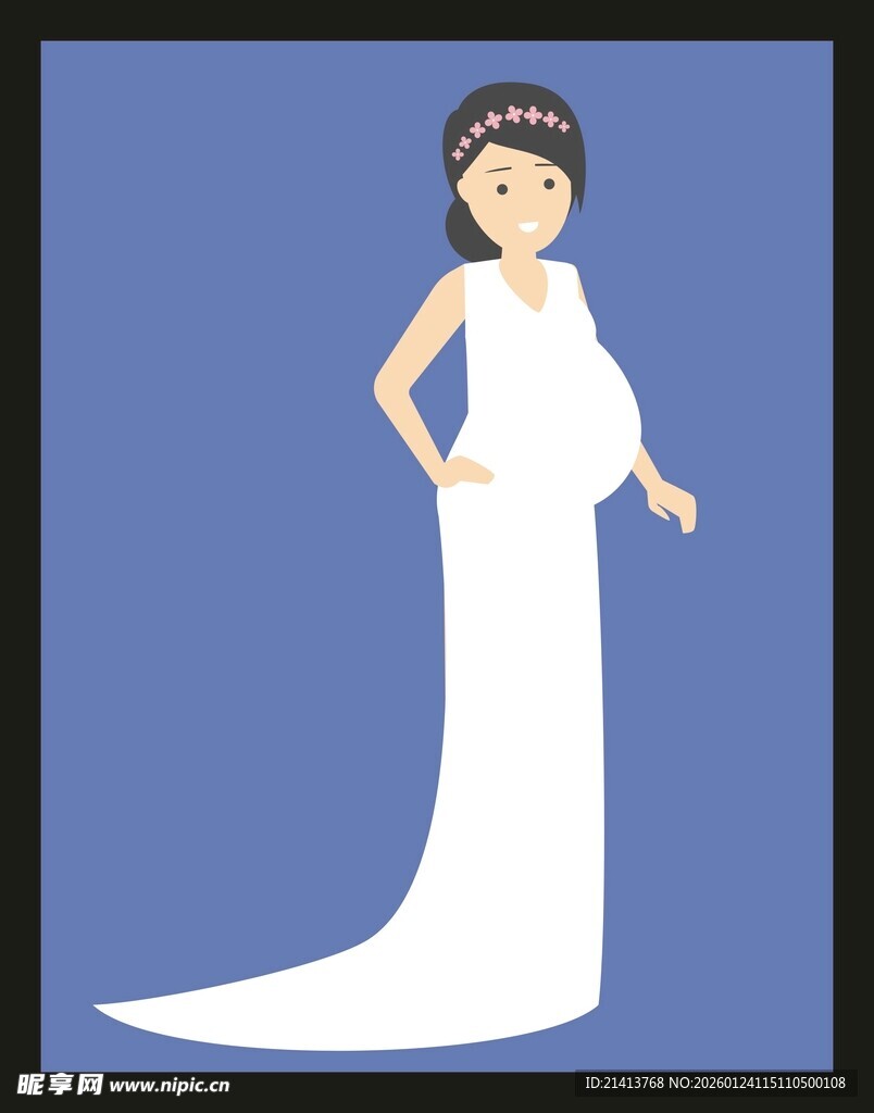 优雅孕妇身着白色长裙