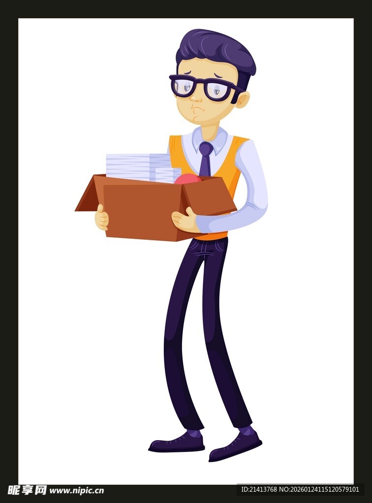 男子手持纸箱搬运场景