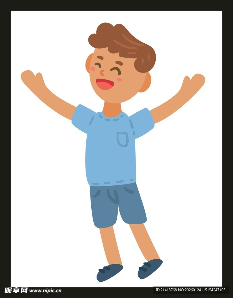 开心男孩张开双臂