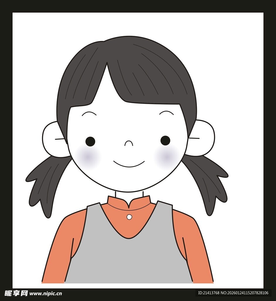 扎双马尾的可爱小女孩