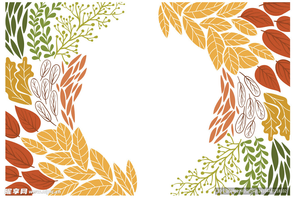 多彩秋叶装饰边框图案
