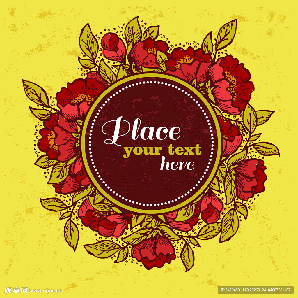 花卉装饰圆形框架设计