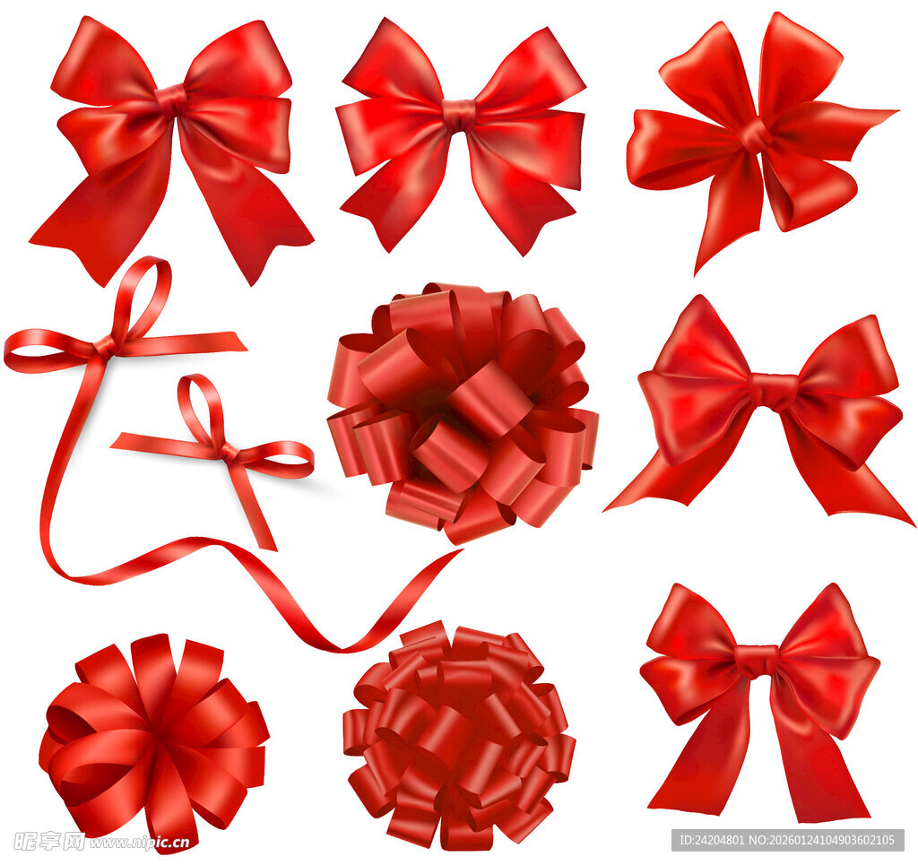 精美红色蝴蝶结装饰集合
