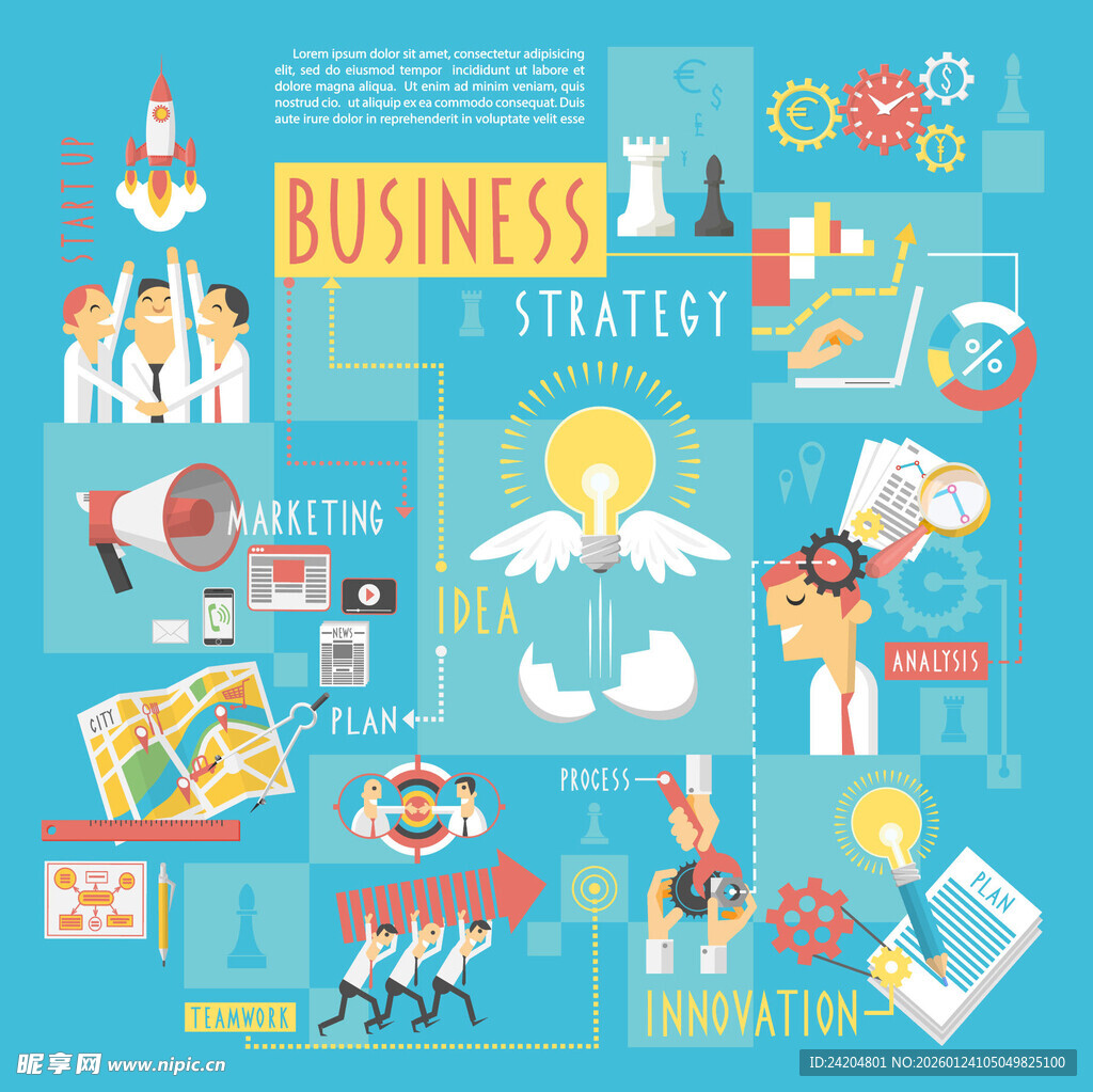 商业策略插画元素集合