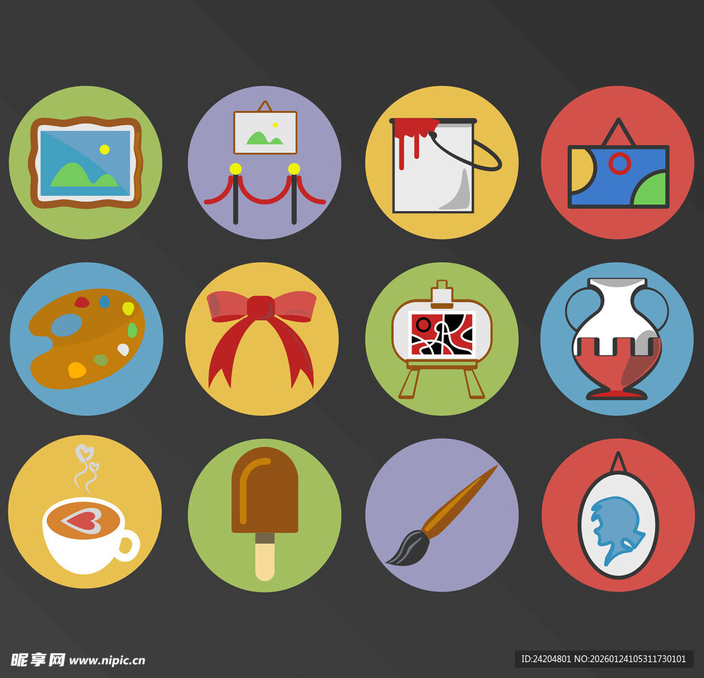 多彩艺术与生活图标集
