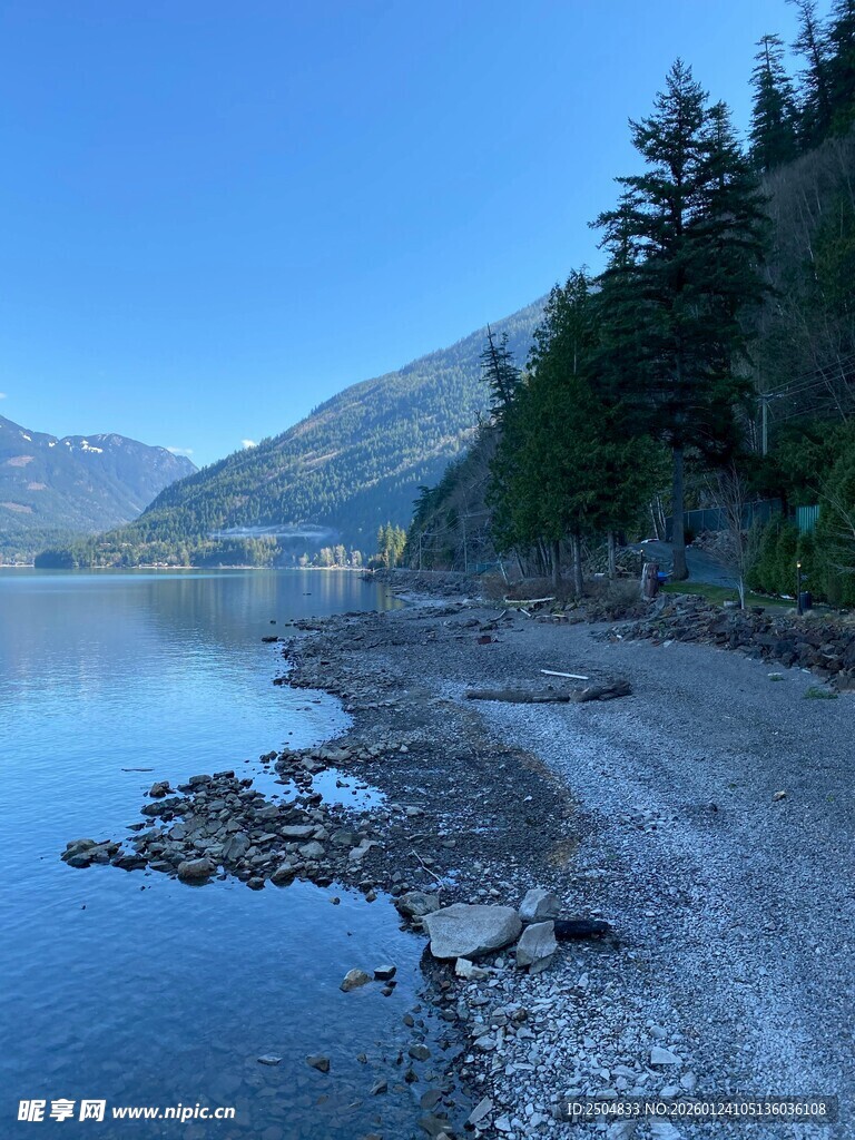 宁静湖畔的自然景致