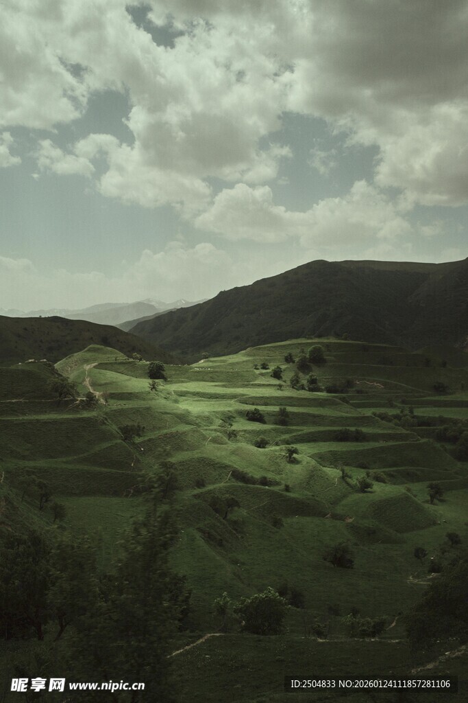 山间绿野 云下静谧风光
