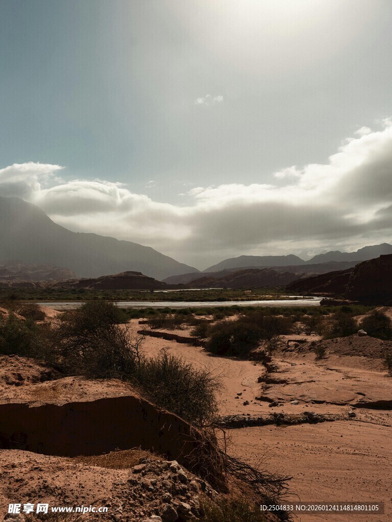  漠风光 阳光照耀天地间