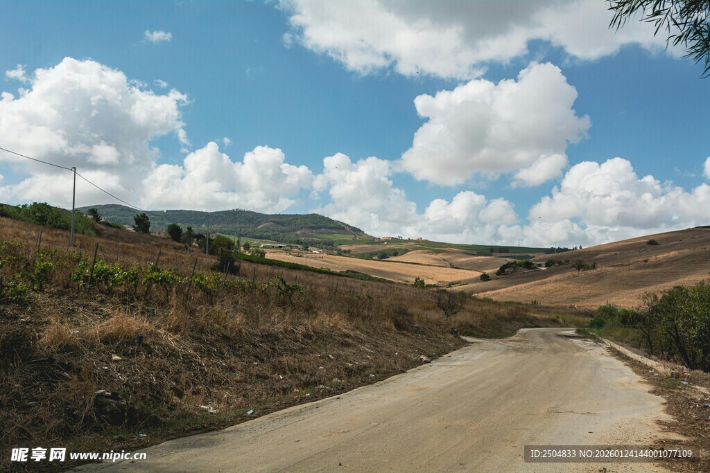 蜿蜒山路旁的开阔风景