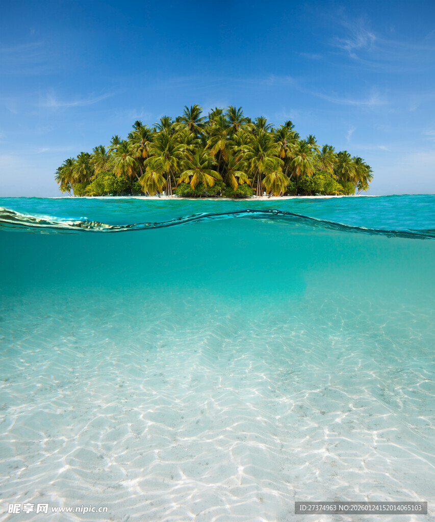 美丽海岛的水下与水上风光