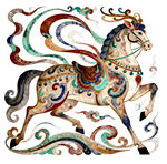 古典敦煌祥瑞骏马纹饰图案