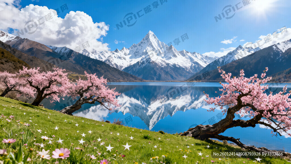 一张广角镜头拍摄的西藏风景照片